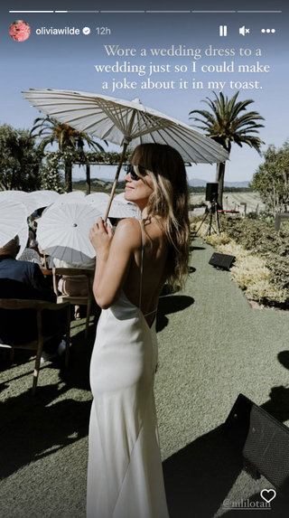 Olivia Wilde in a white dress on Instagram