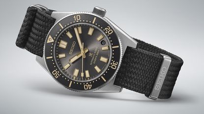 The Seiko Prospex 1965 Revival Diver's 3-day 300m on a grey background