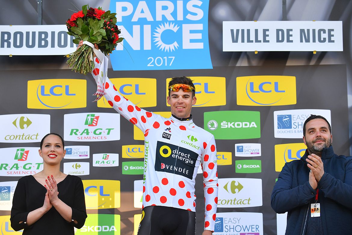 Lilian Calmejane (Direct Energie) leads the king of the mountains.