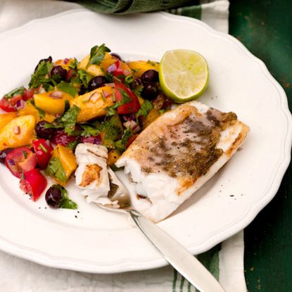 White Fish with Mango, Black Olive and Tomato Salsa recipe-new recipes-woman and home