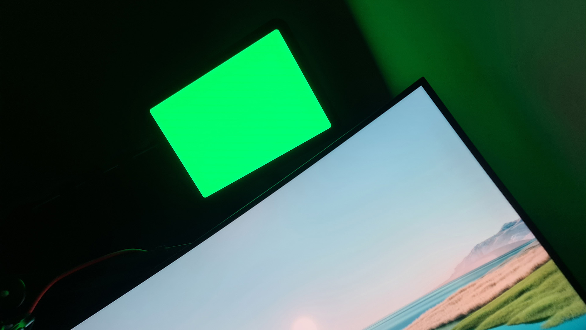 A Razer Key Light Chroma pictured installed on a desk