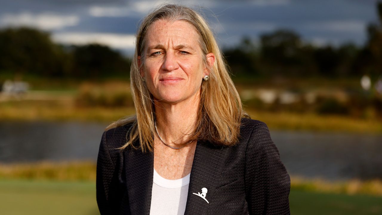 LPGA commissioner Mollie Marcoux Samaan on the 18th green after the final round of the 2021 CME Group Tour Championship 