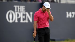 Rory McIlroy looks dejected during the final round of the 2018 Open Championship