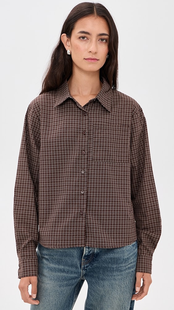 Untamed Button Down Shirt - Chocolate Plaid