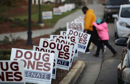 Campaign signs for Doug Jones