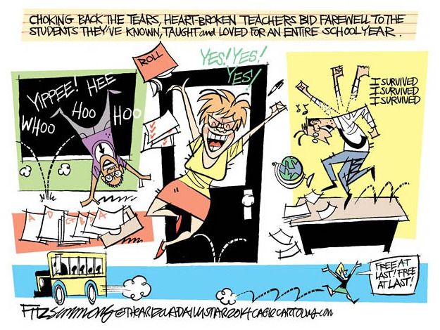 Editorial cartoon end school year