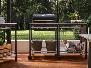 Outdoor kitchen idea: Ikea KLASEN Charcoal barbecue with trolley