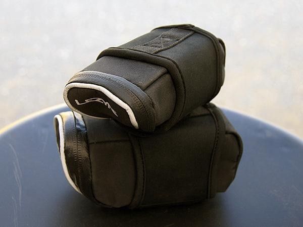 The new Lezyne Micro Caddy line of saddle bags uses a unique neoprene-and-Velcro style of attachment instead of the usual nylon straps.