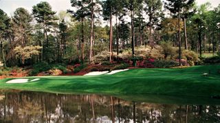 Augusta National is clearly one of the best golf courses in Georgia, shown here its iconic 12th hole, Golden Bell