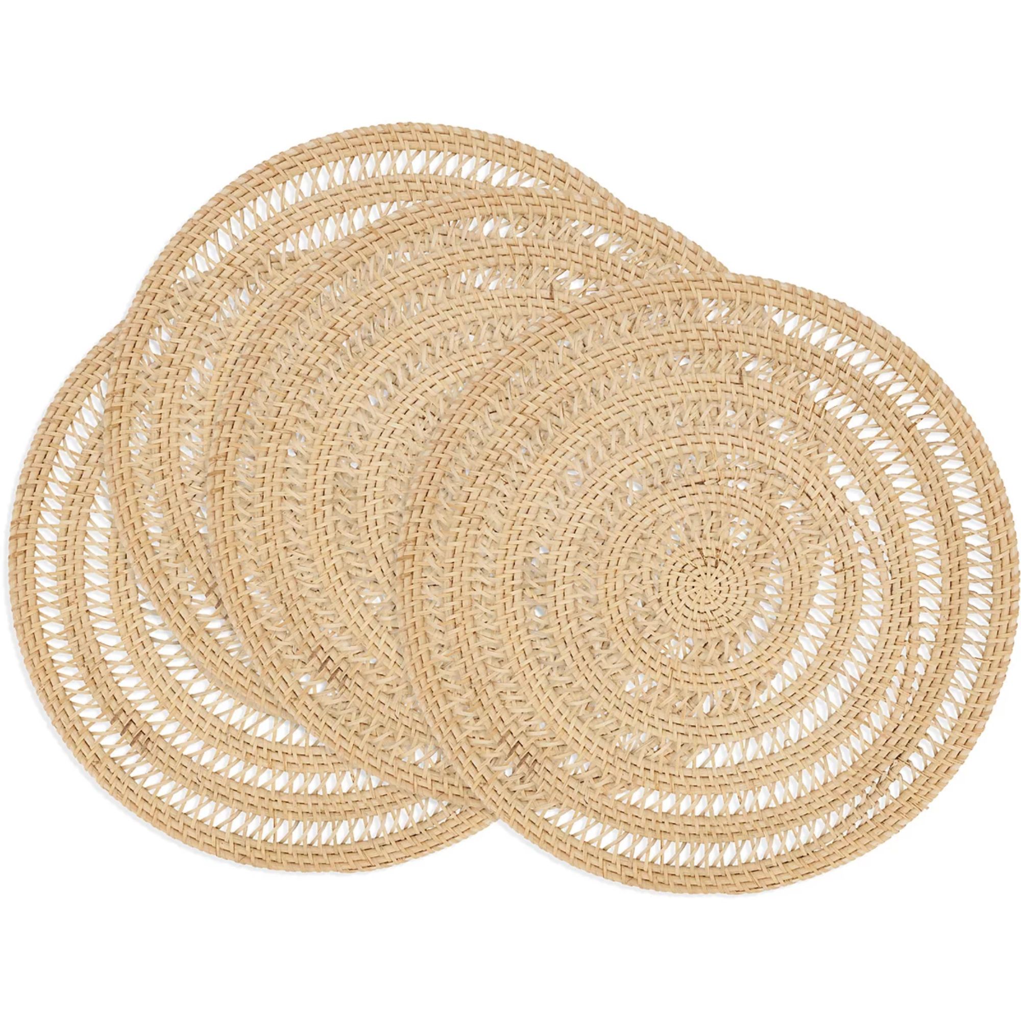 Four rattan weave placemats