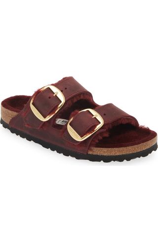 Arizona Big Buckle Genuine Shearling Lined Sandal