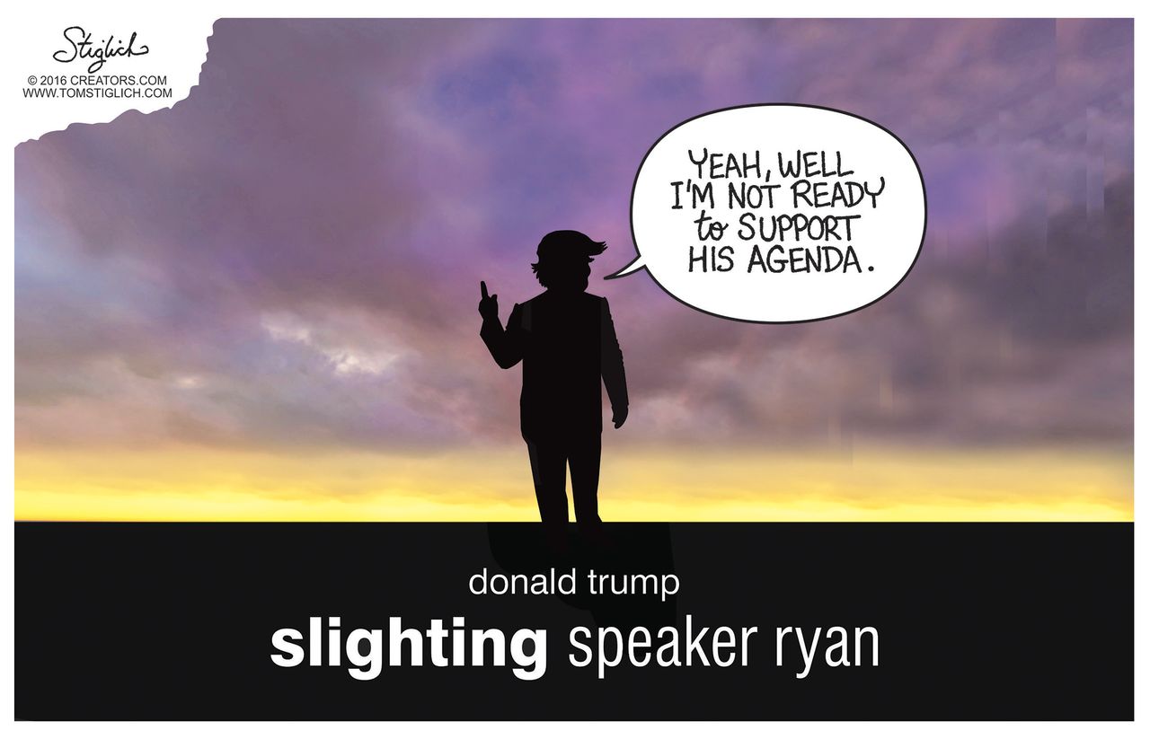 Political Cartoon U.S. Paul Ryan Trump 2016