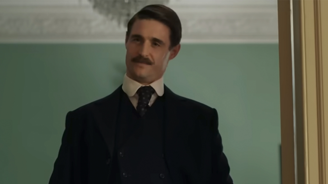 Joseph Fiennes with a mustache in Young Sherlock Holmes