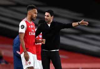 Arsenal manager Mikel Arteta (right) dropped Aubameyang following a disciplinary issue.
