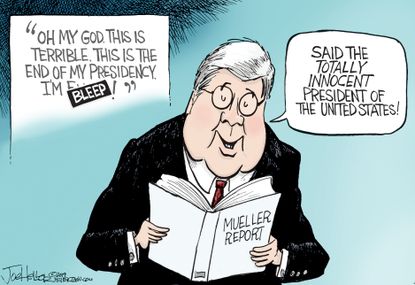 Political Cartoon U.S. Barr Redactions Mueller Report