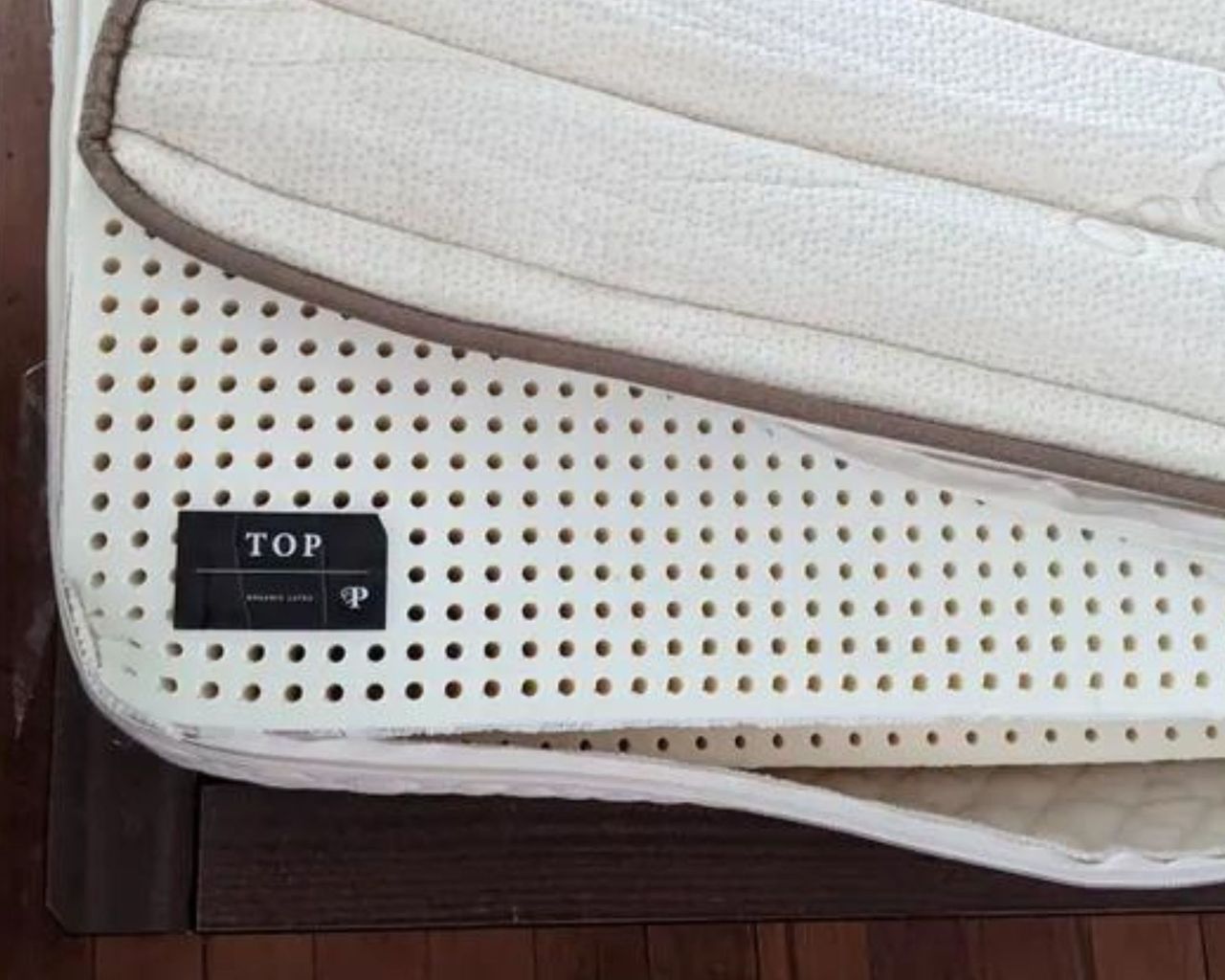 A Talalay latex layer inside the PlushBeds Botanical Bliss Organic Latex Mattress.