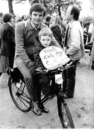 Geoff Nelder with son at a protest