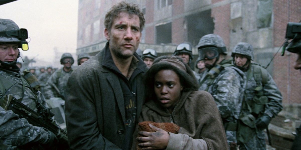 Clive Owen and Clare-Hope Ashitey in Children of Men