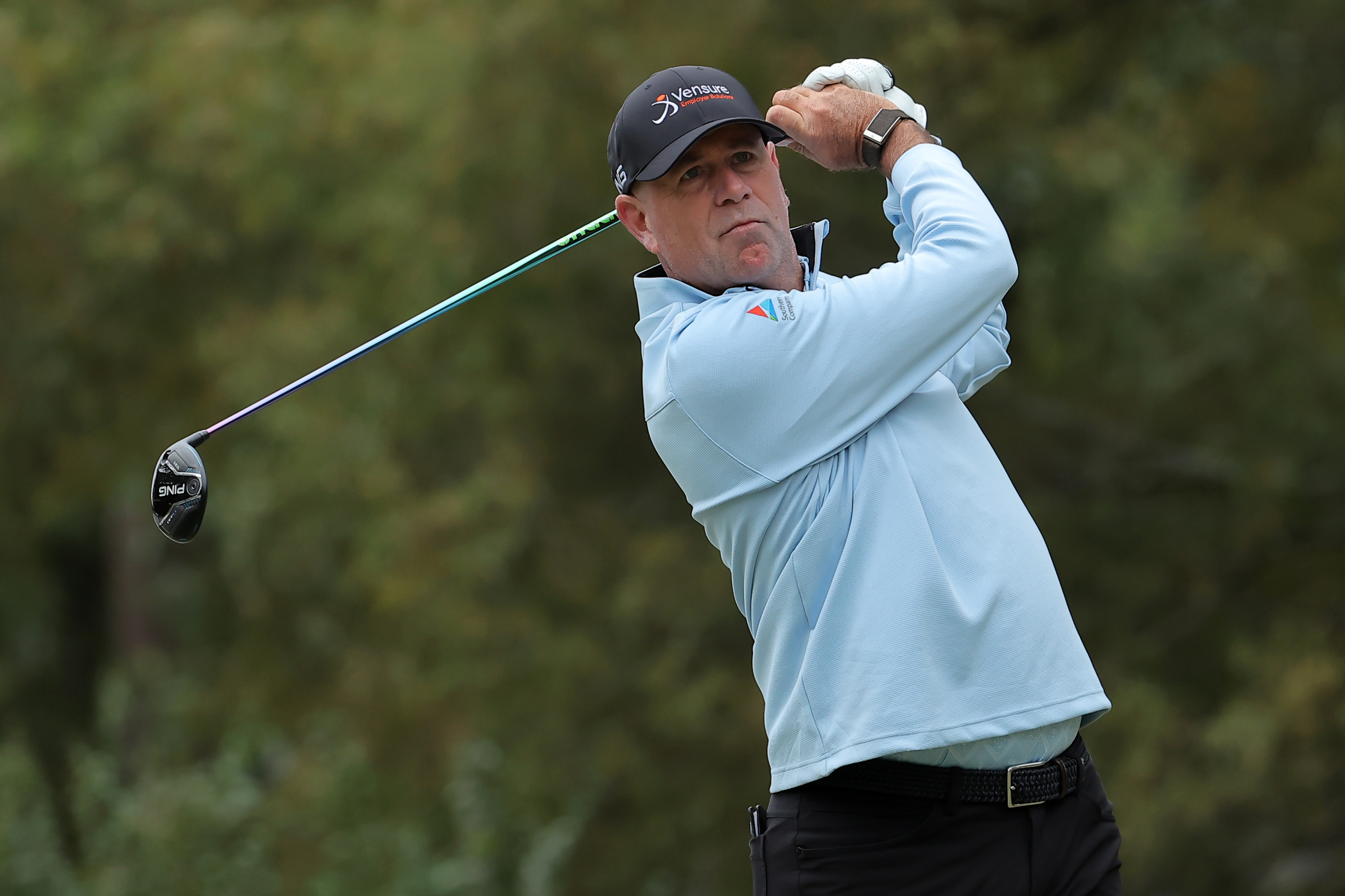 Stewart Cink hits a fairway wood