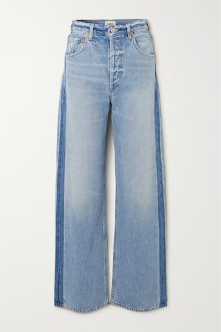 + Net Sustain Ayla Baggy Tuxedo High-Rise Wide-Leg Two-Tone Organic Jeans
