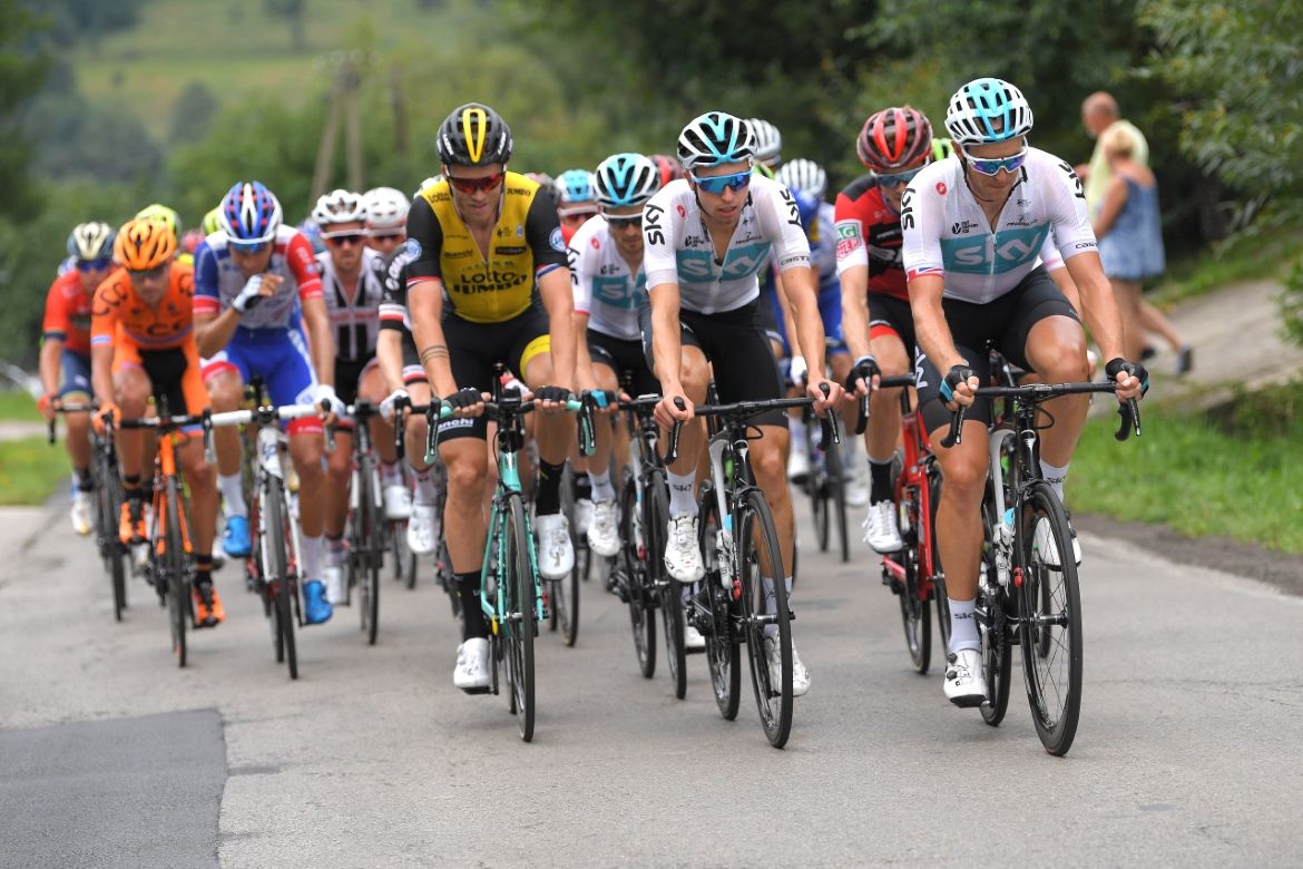 Team Sky leads the peloton