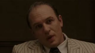 Close up of Tom Hardy as Al Capone in Capone