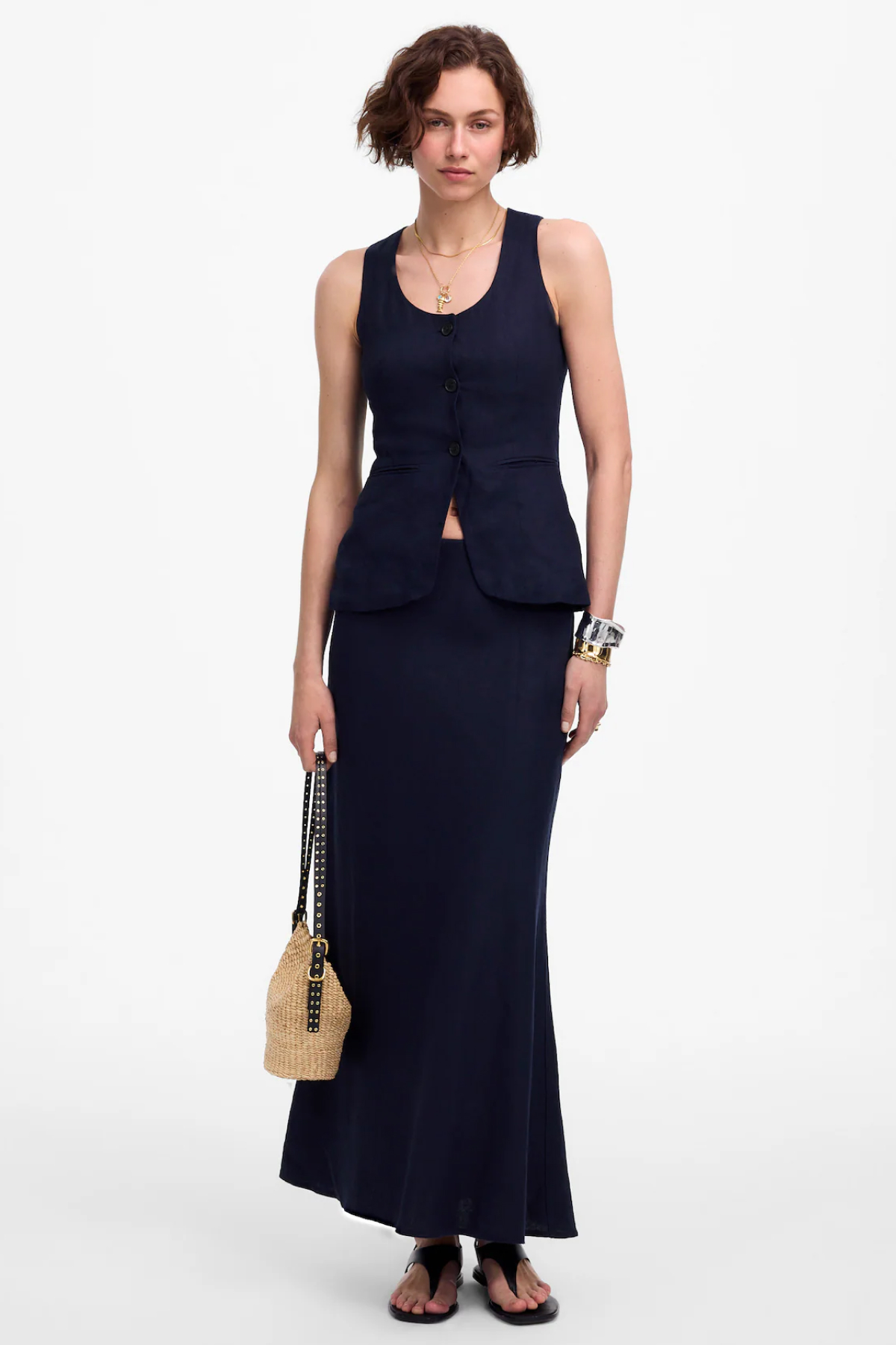 Madewell, Linen Maxi Slip Skirt