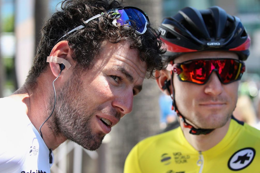 Mark Cavendish (Dimension Data) and race leader Tejay van Garderen (BMC)