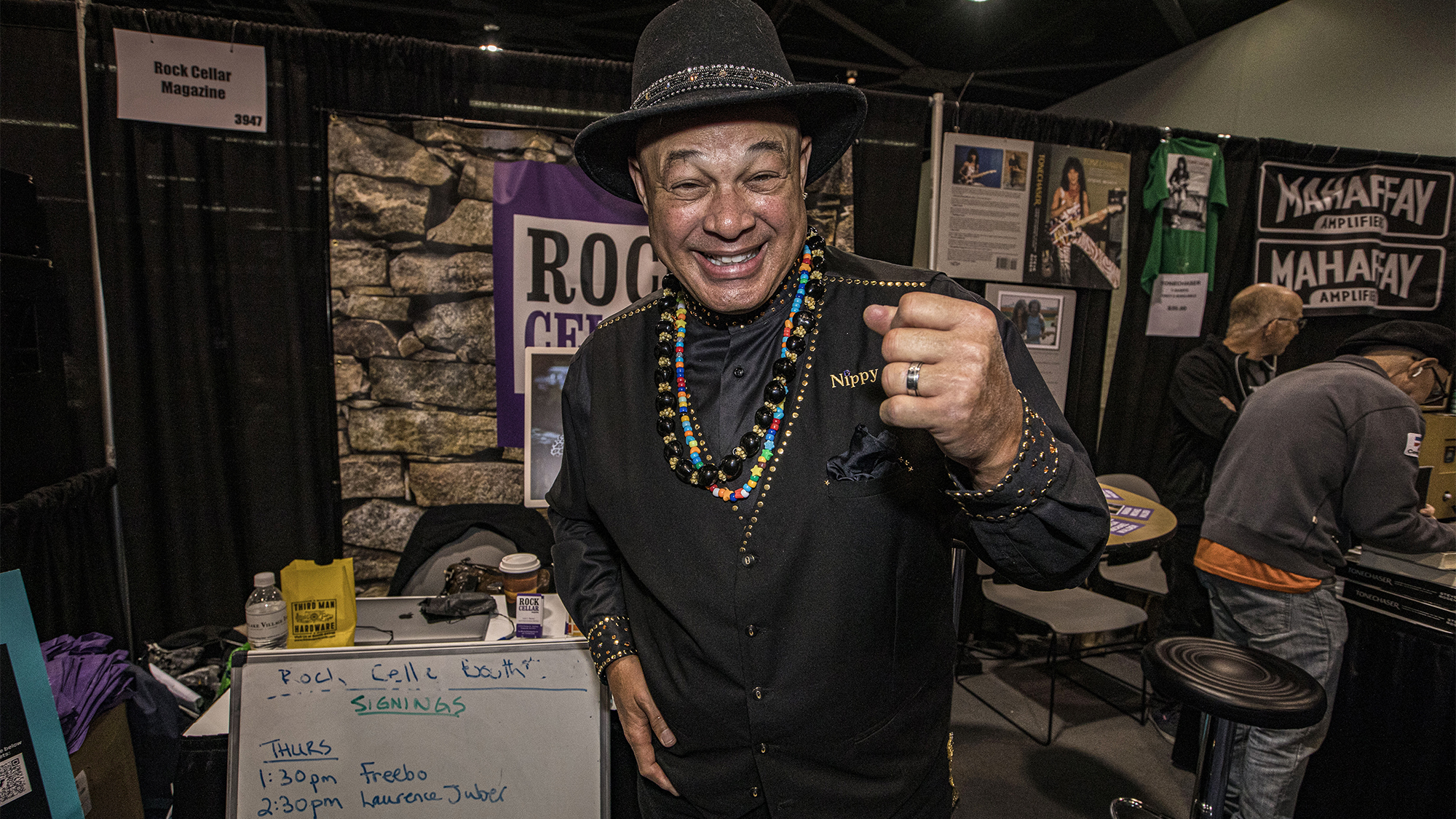 Narada Michael Walden poses at the Rock Celler booth during Day 3 of The 2025 NAMM Show at Anaheim Convention Center on January 25, 2025 in Anaheim, California.