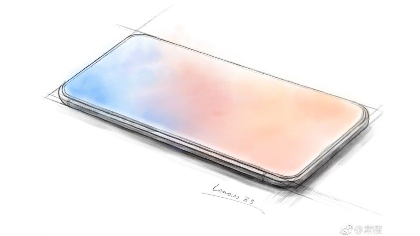 If this sketch is accurate the Lenovo Z5 could have no real bezel at all. Credit: Weibo