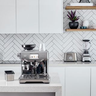 Kitchen with coffee machine