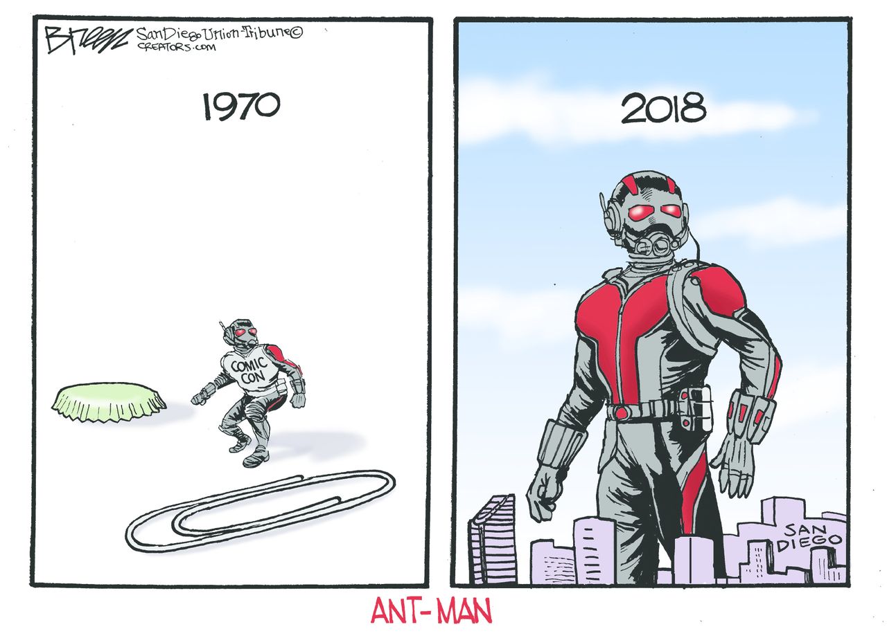 Editorial cartoon U.S. Ant-man Comic Con 1970 2018