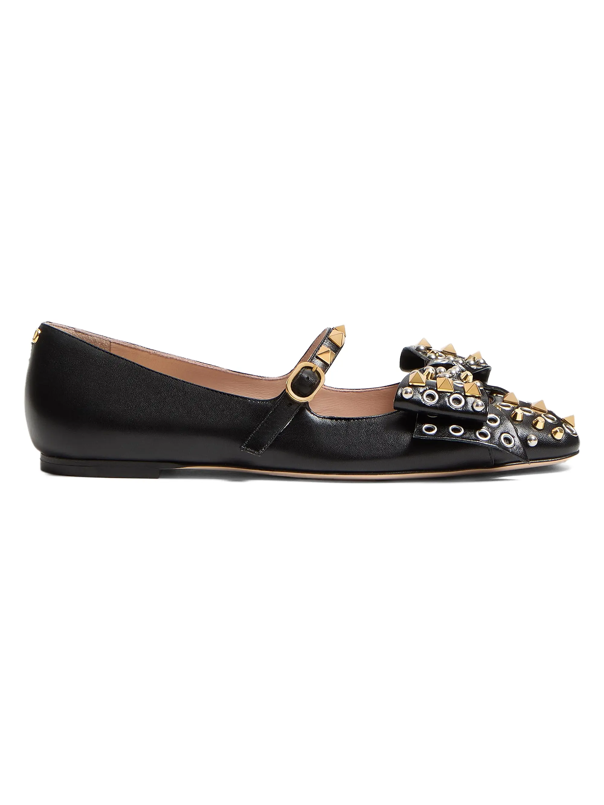 Mary-Jane Bowow Ballerinas in Kidskin With Studs