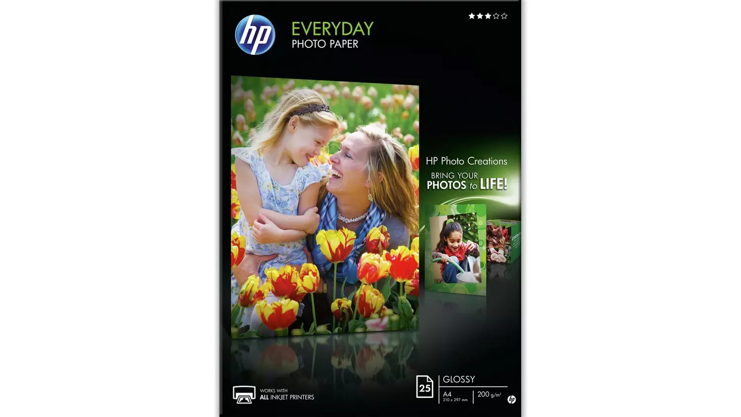 Product shot of HP Everyday Photo Paper paper