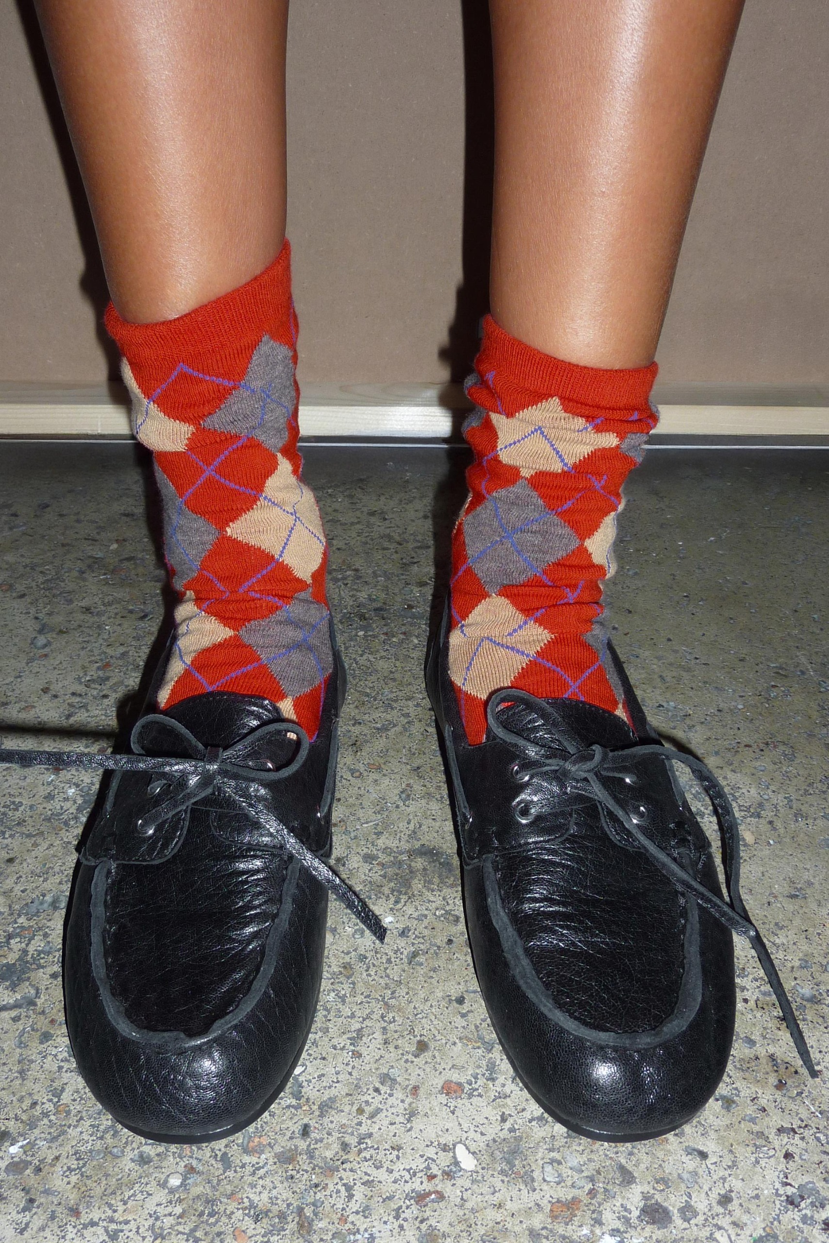 Printed Argyle Socks - Red - M / 6-7.5