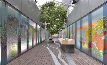 Artists Lucy and Jorge Orta covered Zegna's Milan headquarters in tumbling blooms to celebrate the city-wide Expo