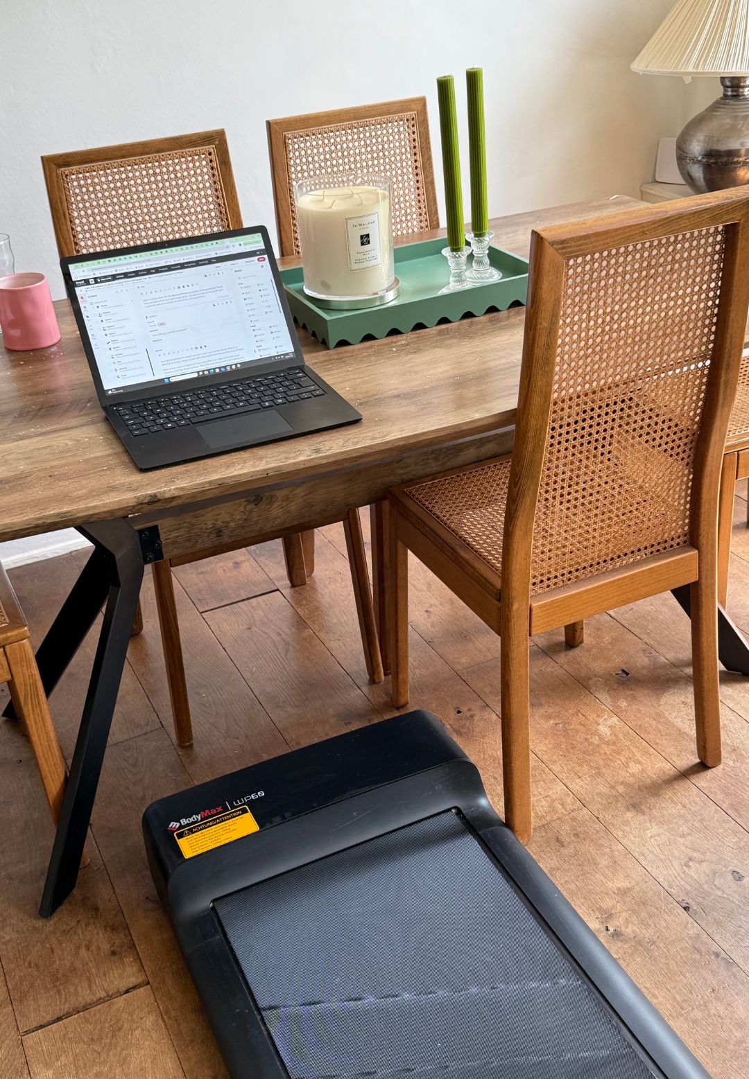 Health Editor Ally Head's walking pad work from home set up