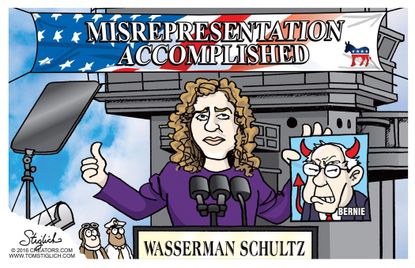 Political cartoon U.S. DNC corrupt Debbie Wasserman Schultz