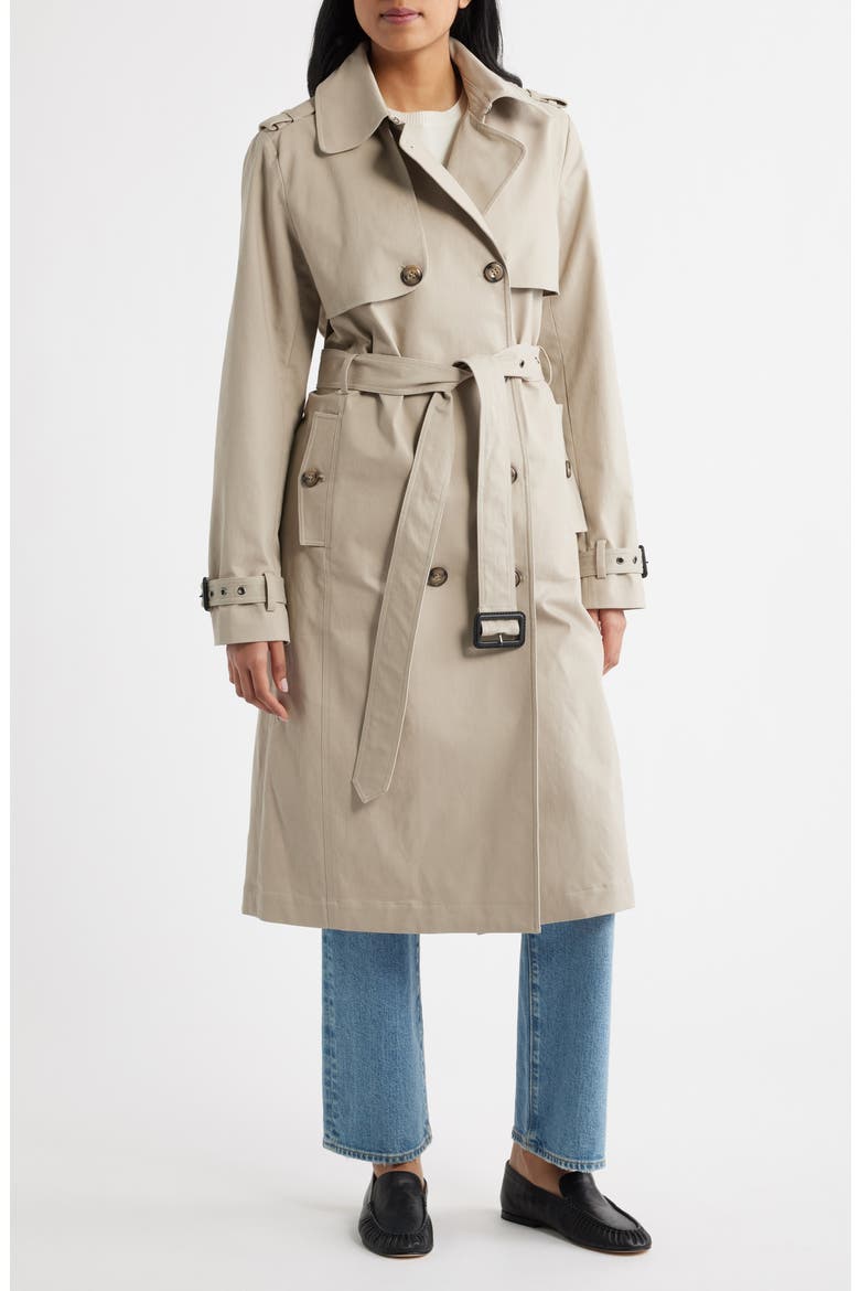 Belted Stretch Cotton Trench Coat