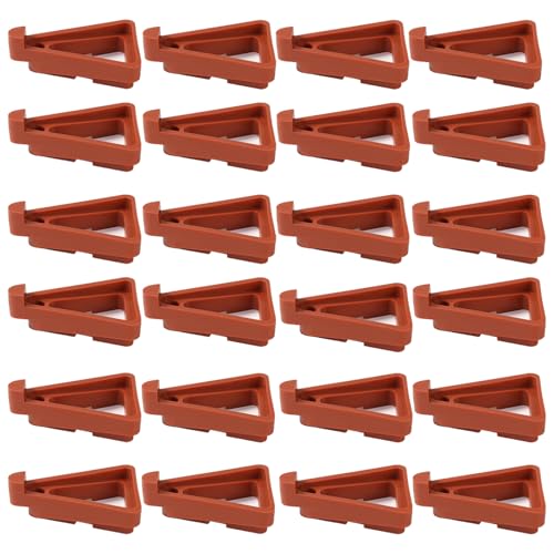 Liftatapa 24pcs Plant Pot Feet, Invisible Planter Riser, Plastic Pot Risers Triangle Plant Lifters for Inside Pots, Planter Feet for Outdoor Pots(brick-Red)