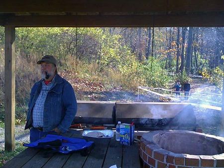 Earl kept the Gun Club grill going throughout the race.
