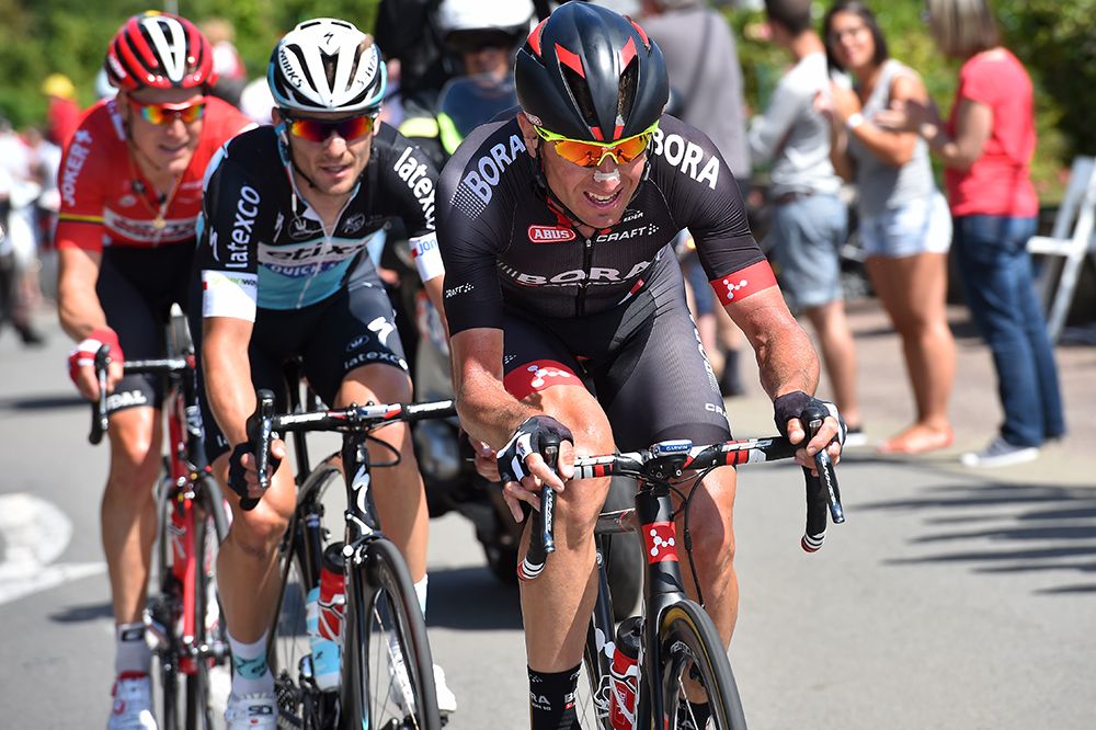 Bartosz Huzarski (Bora-Argon 18) leads the breakaway