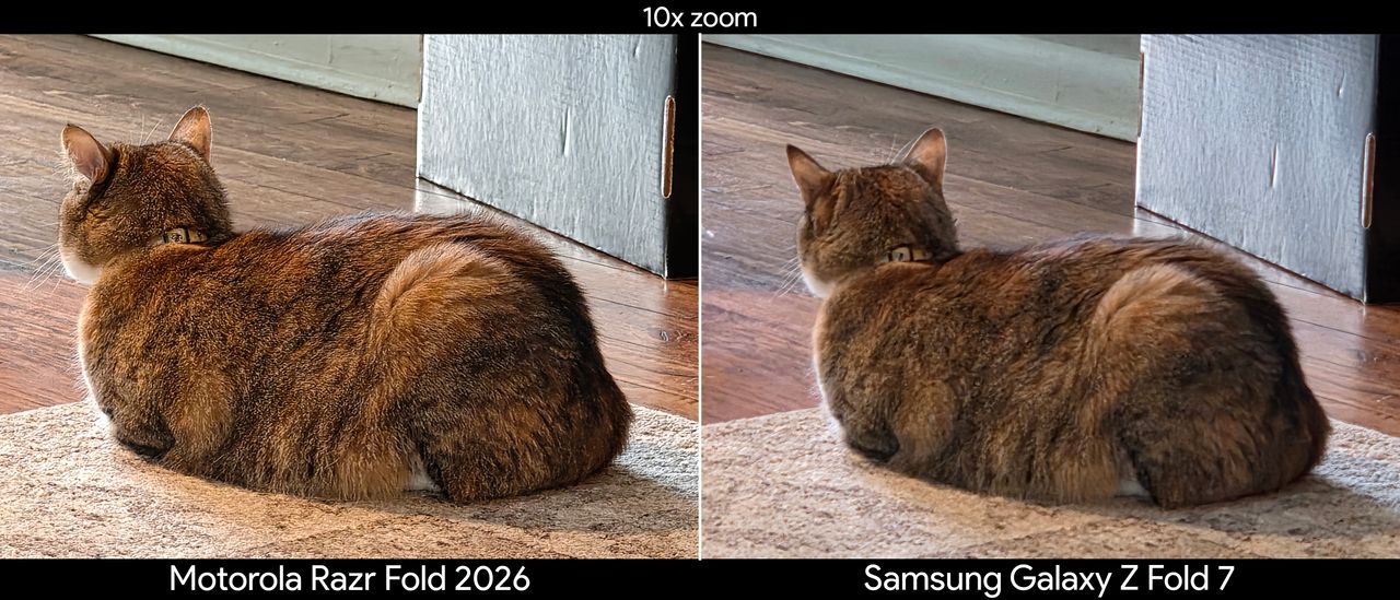 Comparing telephoto camera quality between the Motorola Razr Fold 2026 and Samsung Galaxy Z Fold 7