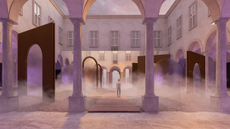 Lasvit Salone 2024, render of Palazzo Courtyard