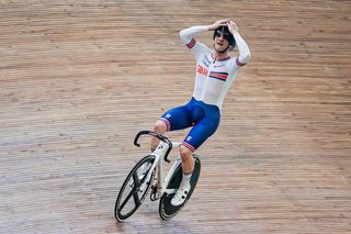 Picture by Alex WhiteheadSWpixcom 27082023 Cycling 2023 UCI Junior Track World Championships Alcides Nieto Patio Velodrome Cali Colombia Mens Madison final Great Britains Ben Wiggins celebrates winning Gold alongside Matthew Brennan