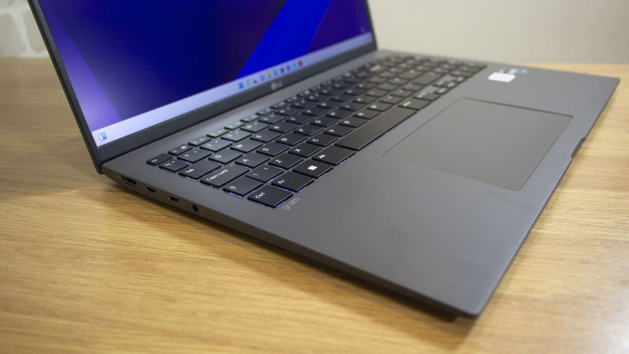 A closeup of the LG Gram 16 (2022)'s keyboard