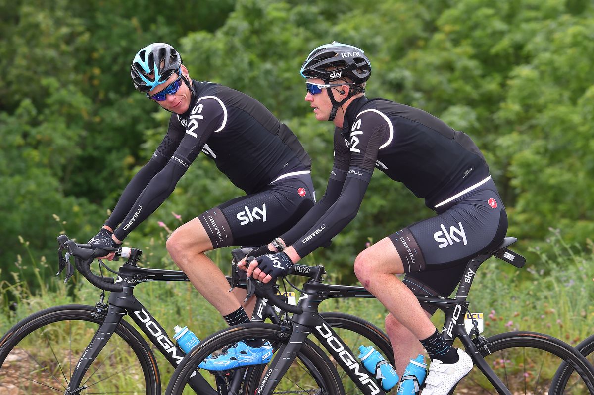 Chris Froome chats with Sky teammate Ian Boswell