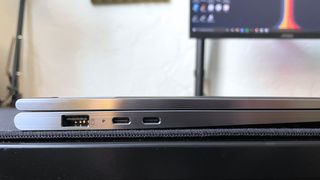 Close up of the ports on the left side of the Lenovo ThinkPad X1 2-in-1 Gen 9