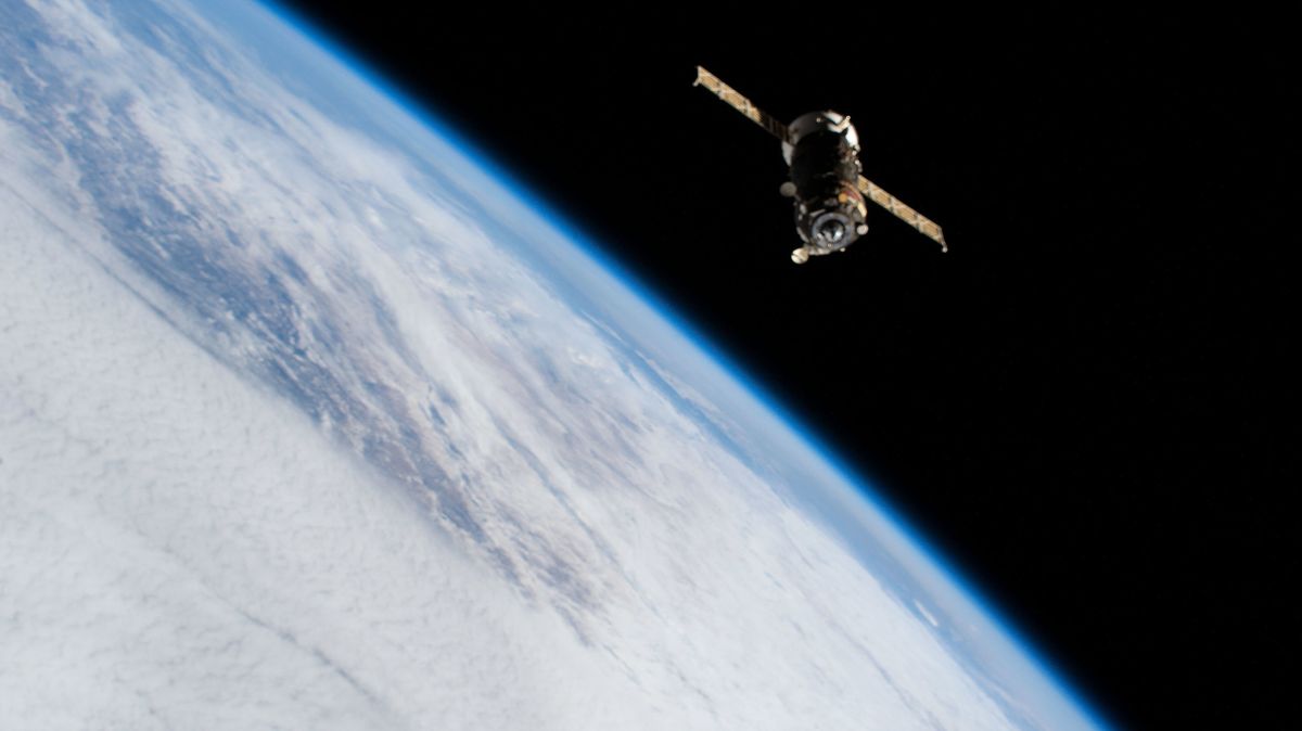 The Russian Progress 77 cargo ship arrives at the International Space Station