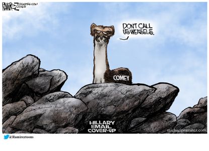 Editorial cartoon U.S. Comedy weasels Hillary Clinton email cover up